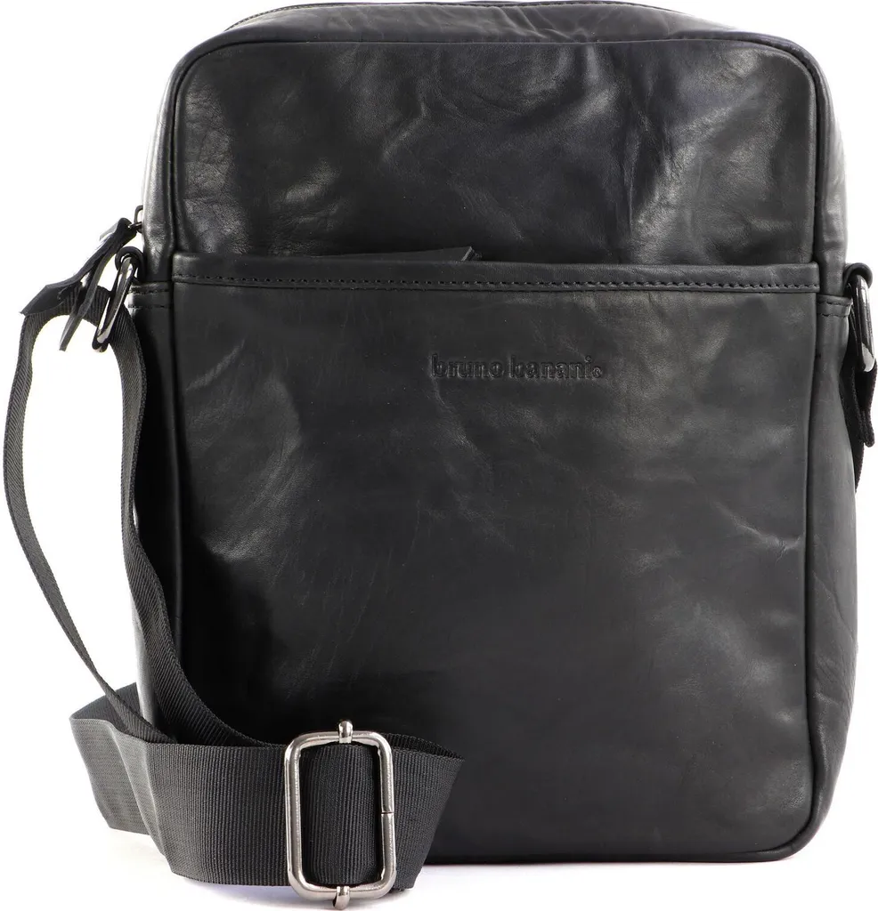 Petit sac bandoulière noir en cuir véritable - Sacoche homme et femme