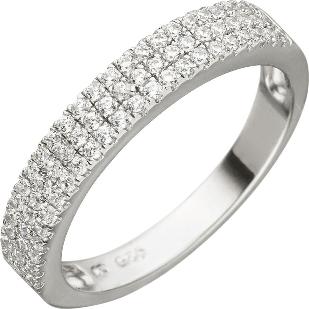 Ring mit 69 weißen Zirkonia in 3 Reihen 925 Silber Fingerschmuck für Damen Innenumfang 60mm Ø19.1mm