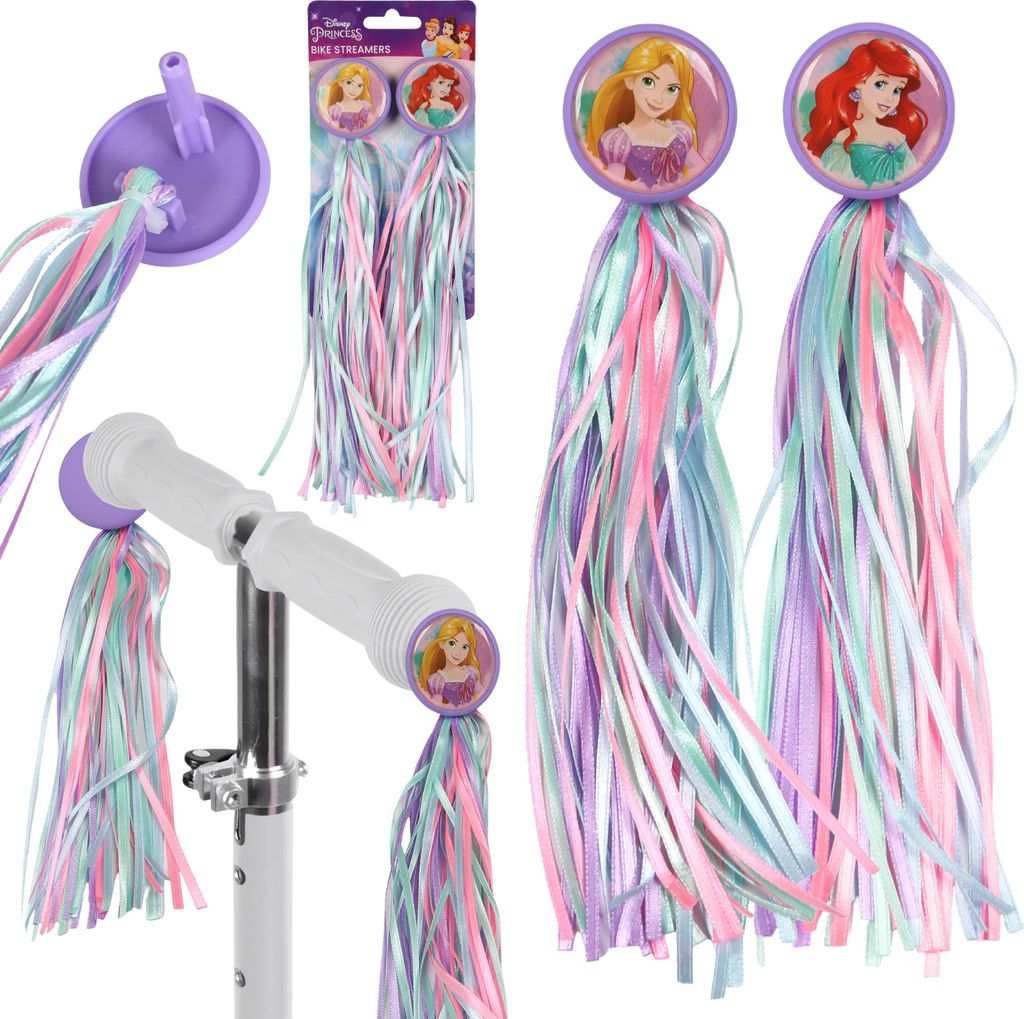 Disney Princess Dekobänder mit Fransen, Lenkerdeko für Fahrrad und Kinderroller, 2er-Set