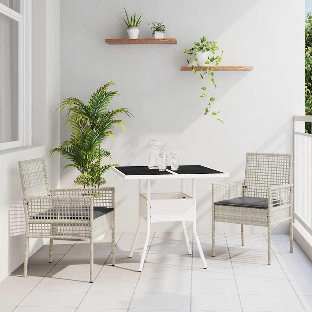 Maison Exclusive - Garten Essgruppe 3 pcs Hellgrau Poly-Rattan