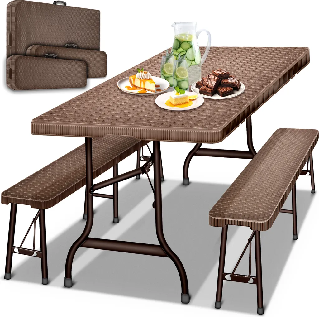 Mobilier de fête pliant gain de place aspect rotin brun tillvex