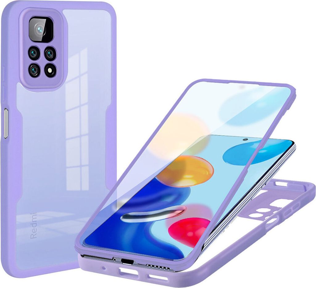 Redmi Note 11 Pro Schutzhülle, Eingebautem Displayschutz 360 Grad Komplettschutz Handyhülle für Xiaomi Redmi Note 11 Pro 5G/4G Lila