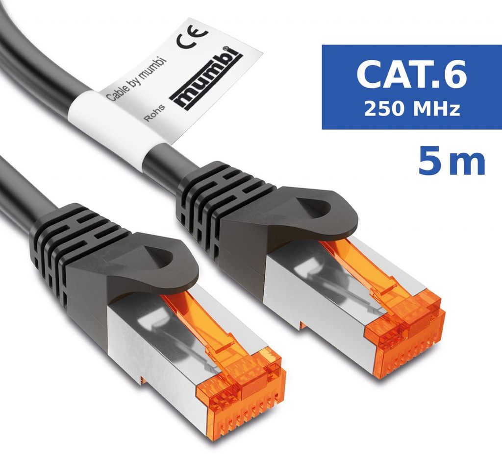 mumbi 7,5m CAT 6 Netzwerkkabel Flachkabel Patchkabel Kabel LAN DSL RJ45 UTP weiß 