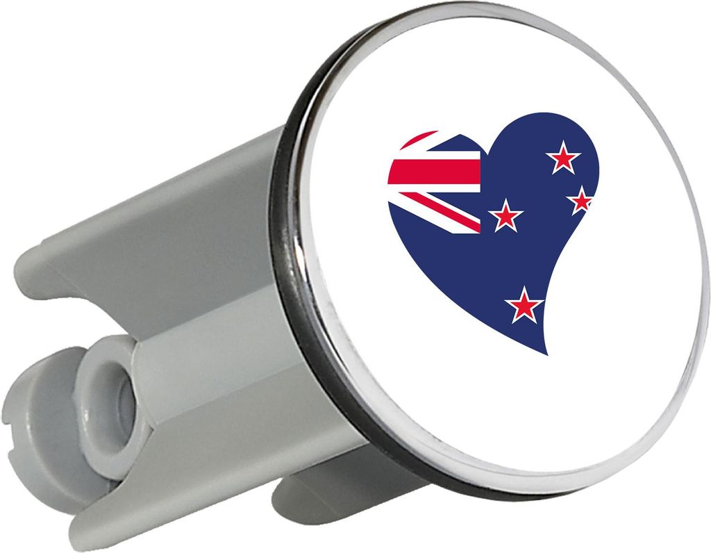 Huuraa Waschbeckenstöpsel Neuseeland Flagge Herz 4cm höhenverstellbar Abflussstopfen Geschenkidee