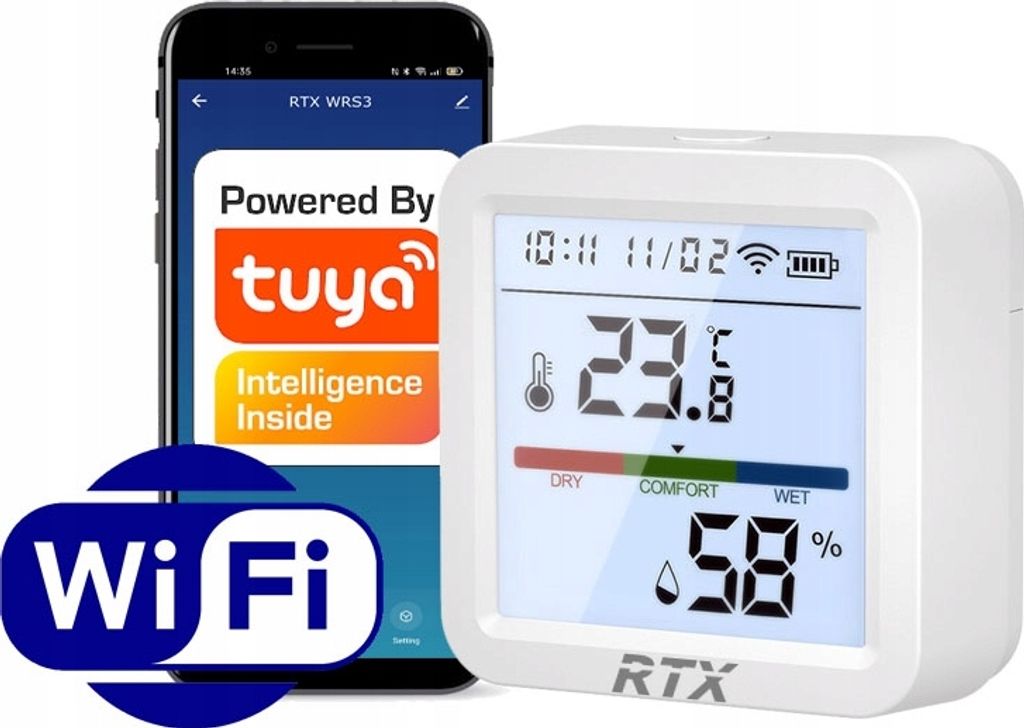Temperatur- und Feuchtigkeitssensor LCD WiFi Tuya