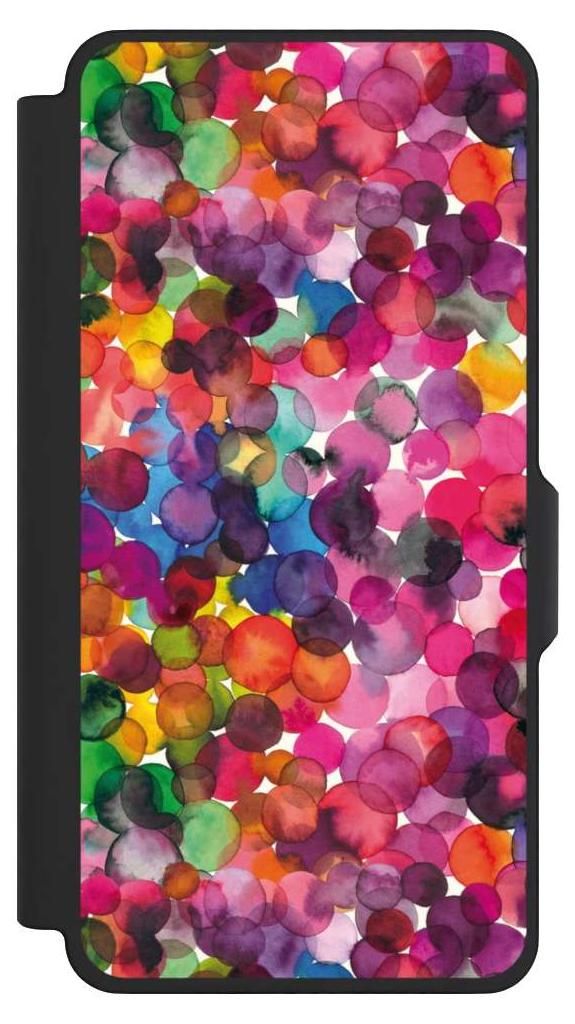 NIVOCASE Klapphülle für Samsung Galaxy S26+ Handyhülle aus Kunst Leder NIVOflip schwarz Punkte Wasserfarbe bunt