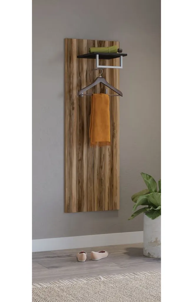 Pannello Guardaroba LEONOR Noce Satinato - Arredo Ingresso con Mensola