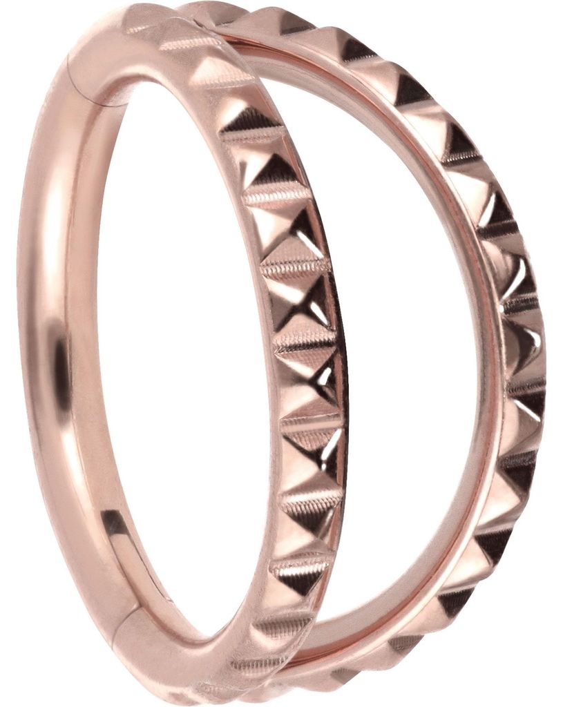Ohrpiercing, Nasenpiercing, Septum Piercing Titan Segmentring Clicker 2 RINGE + NIETEN RoséGold Innendurchmesser: 10 mm
