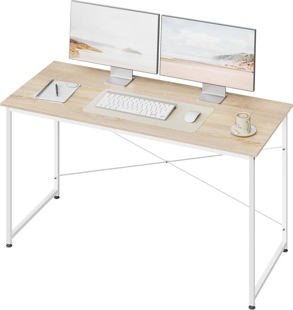 WOLTU Schreibtisch, mit Metallgestell, aus Holzwerkstoff, 140x60x75 cm, Helle Eiche