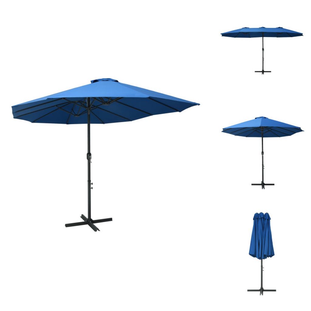 vidaXL Sonnenschirm mit Aluminium-Mast 460x270 cm Blau - Sonnenschirme & Sonnenschutze