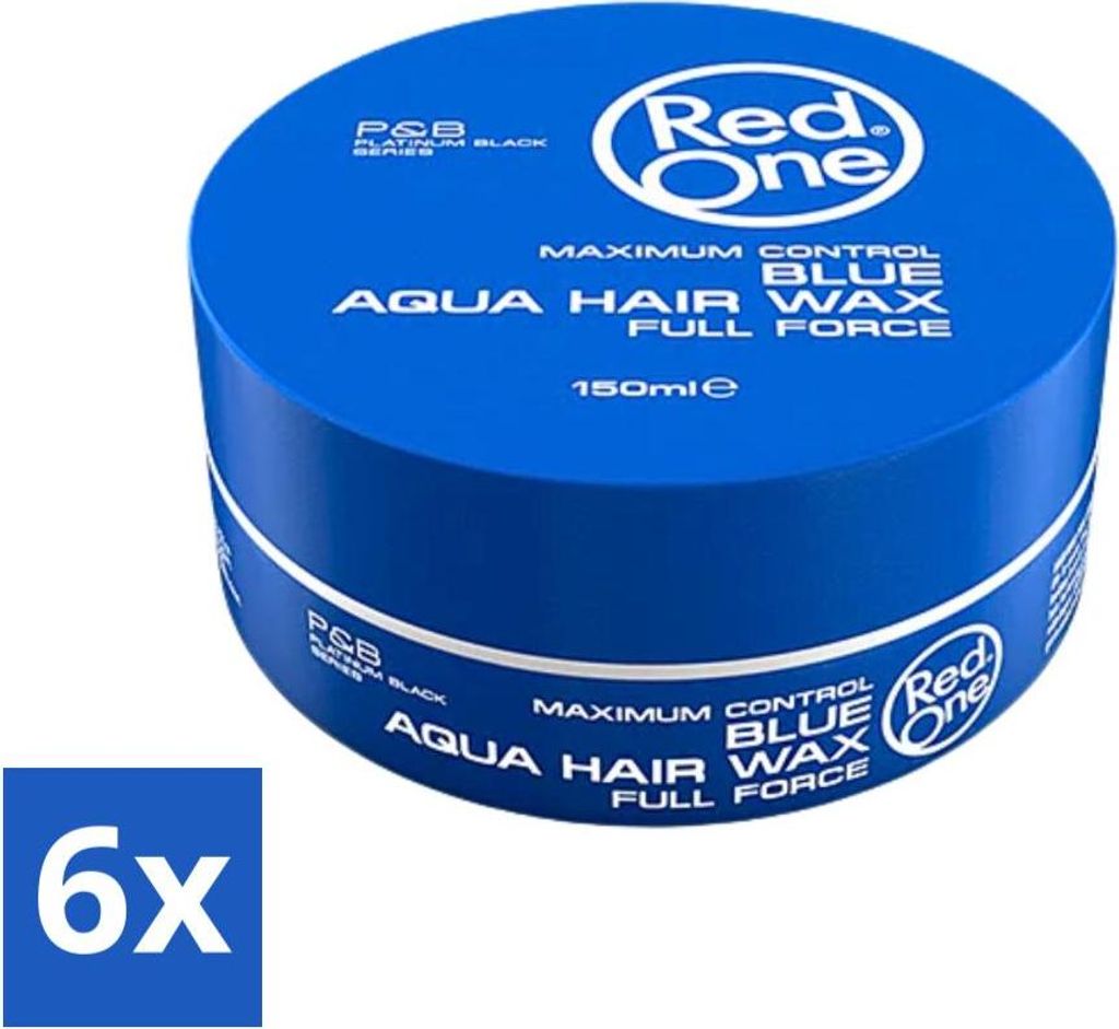 Red One - Haarwachs - Blau - Aqua Hair Wax - Für starken Halt & glänzendes Finish - 150 ml - Vorteilspack - 6 Stücke
