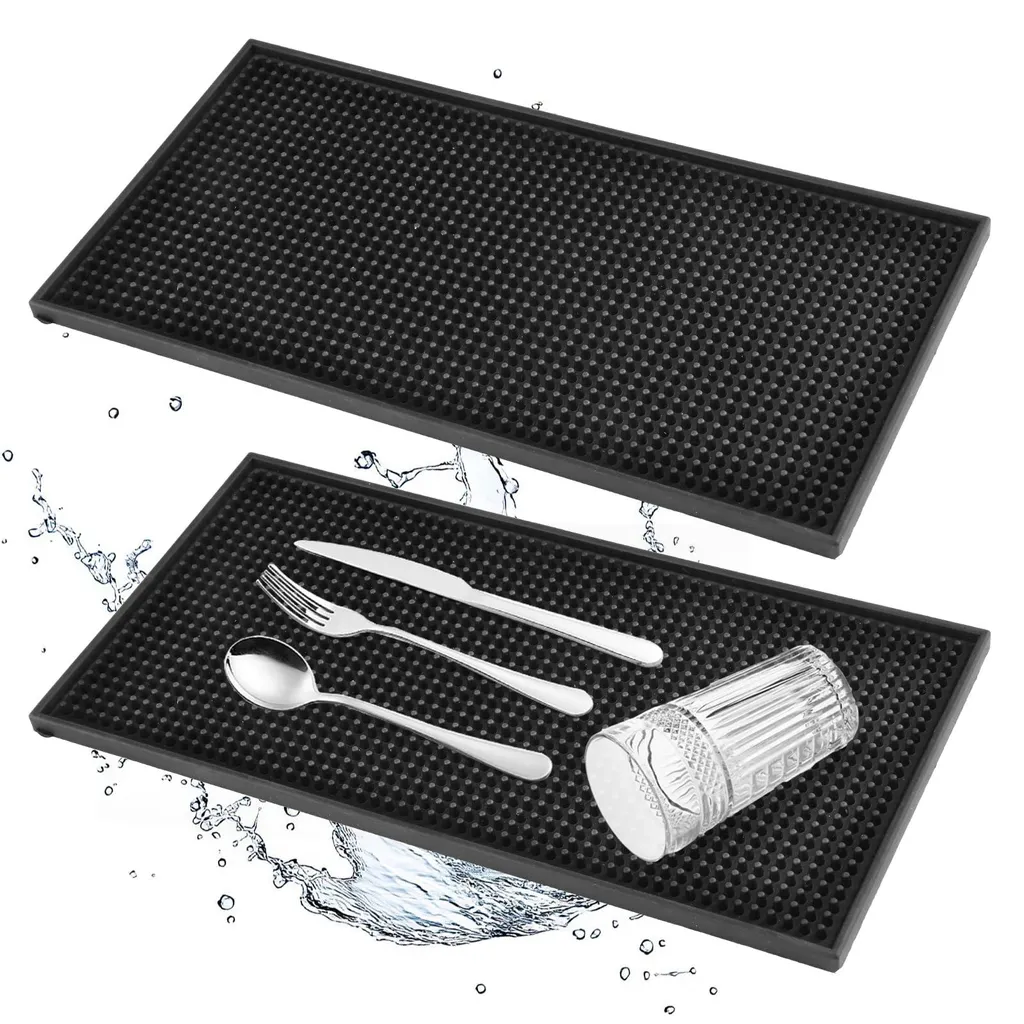 Tapis égouttoir anti-glisse noir lot de 2 pour garder vos comptoirs secs