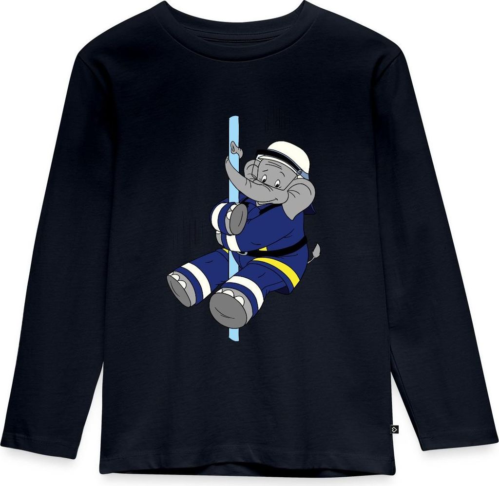 Spreadshirt Benjamin Blümchen Beni Der Feuerwehrmann Kinder Premium Langarmshirt, 122/128 (6 Jahre), Navy