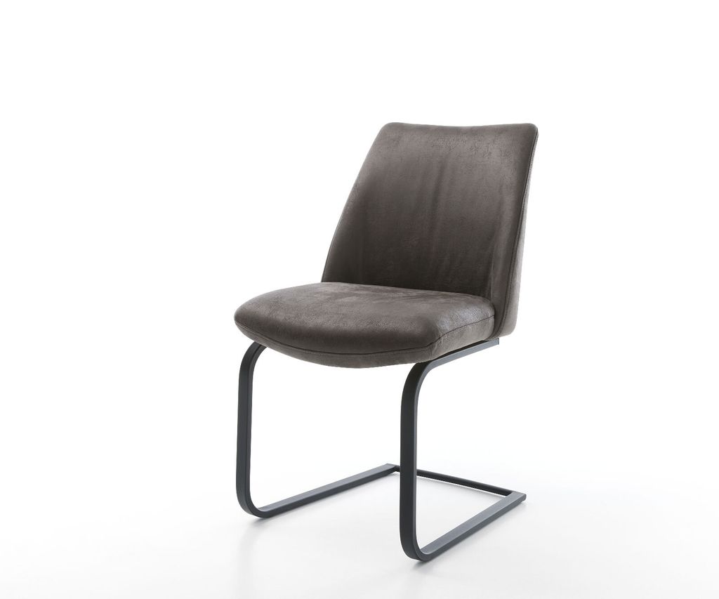 DELIFE Freischwinger Elso-Flex Mikrofaser Anthrazit Vintage Freischwinger flach Schwarz Taschenfederkern