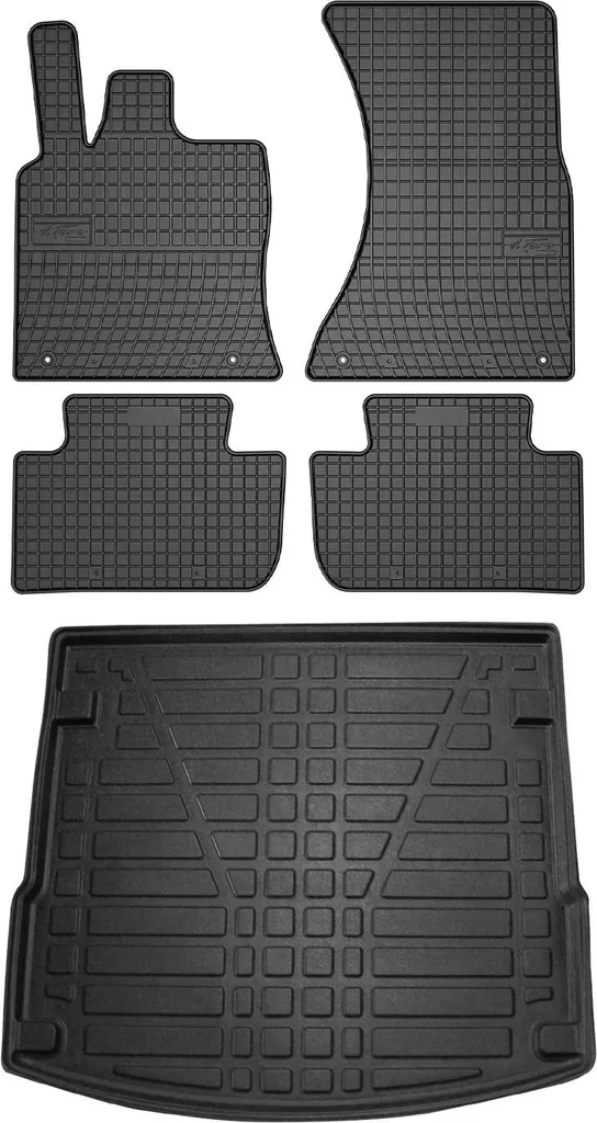 Set di tappetini e fodere per il bagagliaio per Porsche Macan 2014-2025 in gomma nera 5x