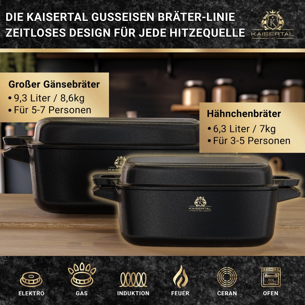 KAISERTAL 5in1 Gusseisen Bräter mit Deckel Produktbild 5