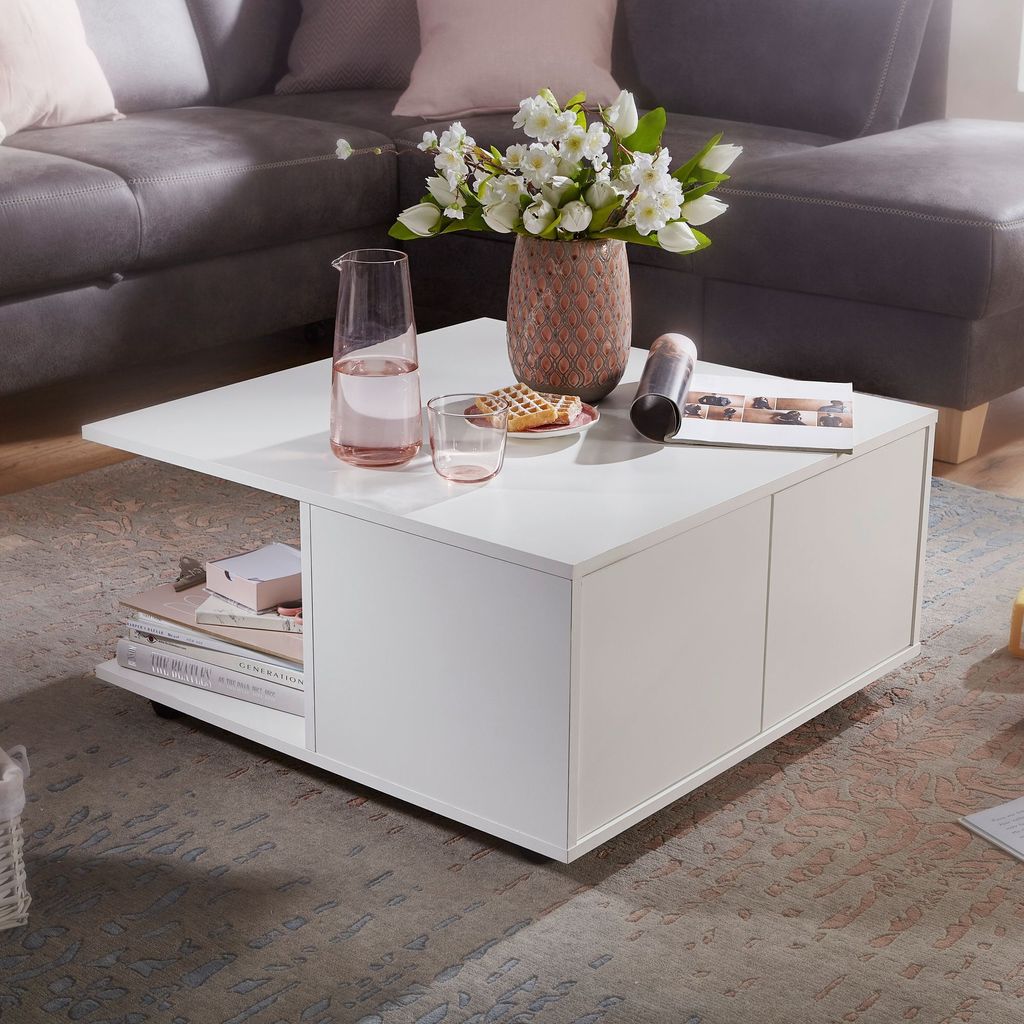 Tavolino design 70x70 cm bianco | Wohnling Immagine del prodotto 