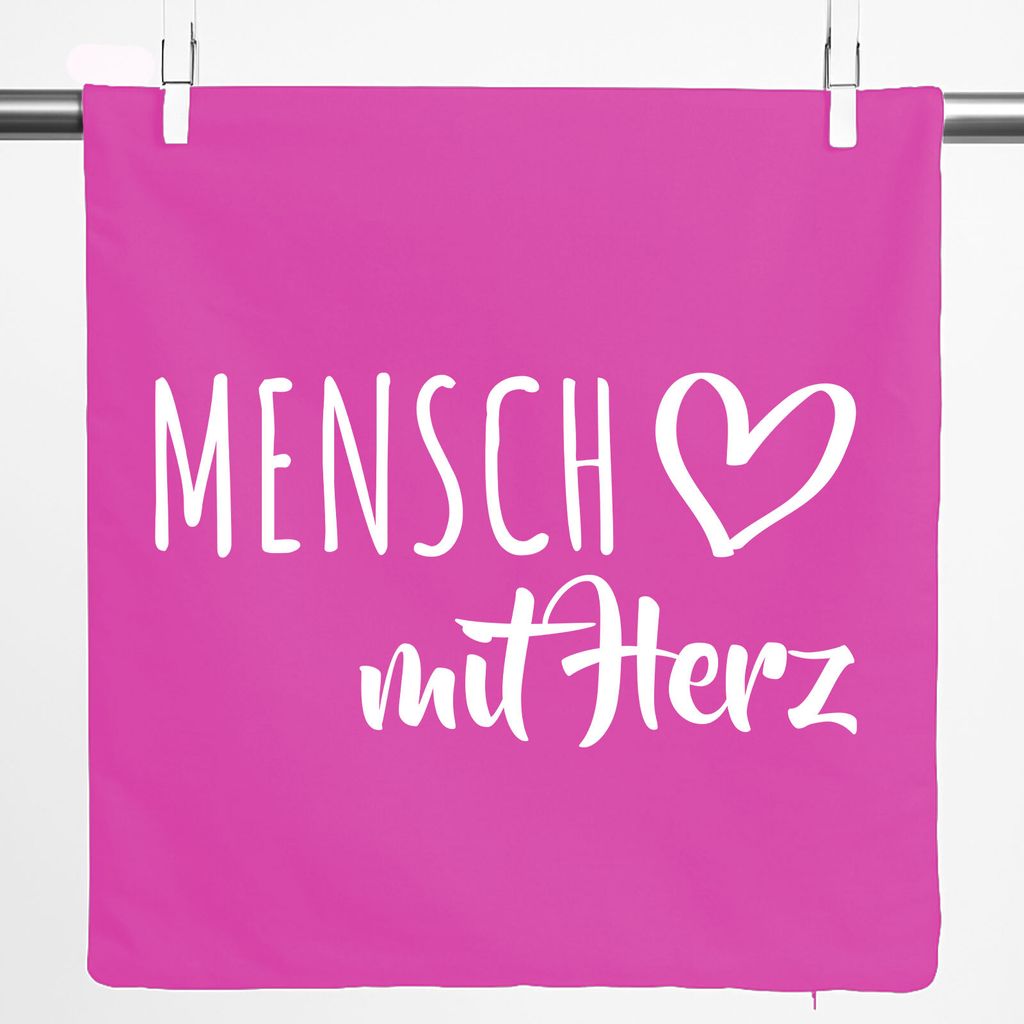 Huuraa Kissenbezug Mensch mit Herz 40x40cm Fuchsia Baumwolle Dekokissenbezug Geschenkidee