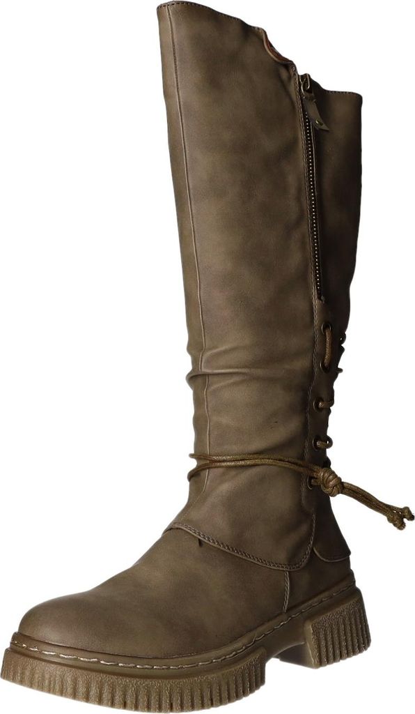 BOXX Damen-Schaftstiefel gefüttert Khaki-Beige, Farbe:grün, EU Größe:42