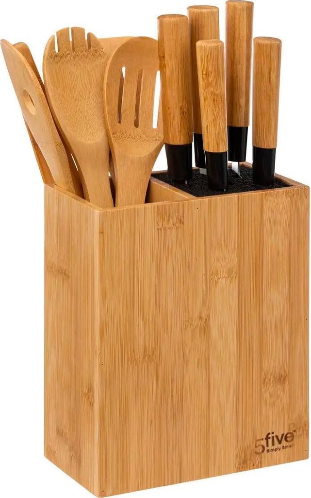 Küchenutensilien-Set mit Bambusblock: 6 Messer und 5 Produktbild 