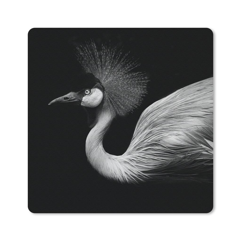 MuchoWow Mauspad Mousepad Kranich - Schwarz - Weiß - Vogel - Tiere 20x20 cm - Mousepads - Maus Mat - Pad - Mausunterlage - Desk Mat - Bureauarti...