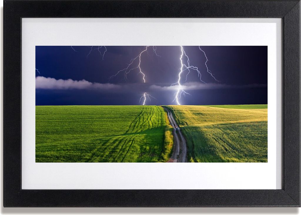 Bild 30x20 MDF-Rahmen Wandkunst Lightning Field Landschaft