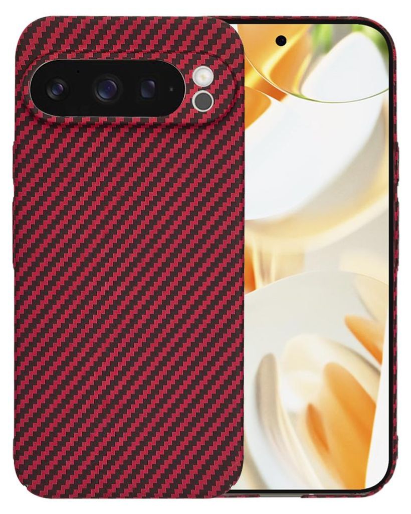 Techsuit Carbonite FiberShell Back Cover Hülle für Google Pixel 9 Pro - Rot