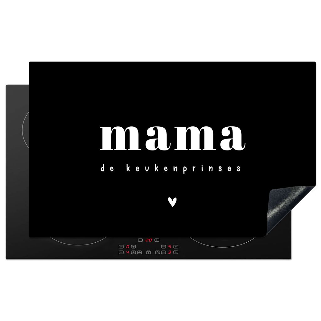KitchenYeah Herdabdeckplatte Sprichwörter - Mama die Küchenprinzessin - Schwarz - Mutter - Herz , 85x52cm, Küche Deko, Glaskeramikkochfeld Her...