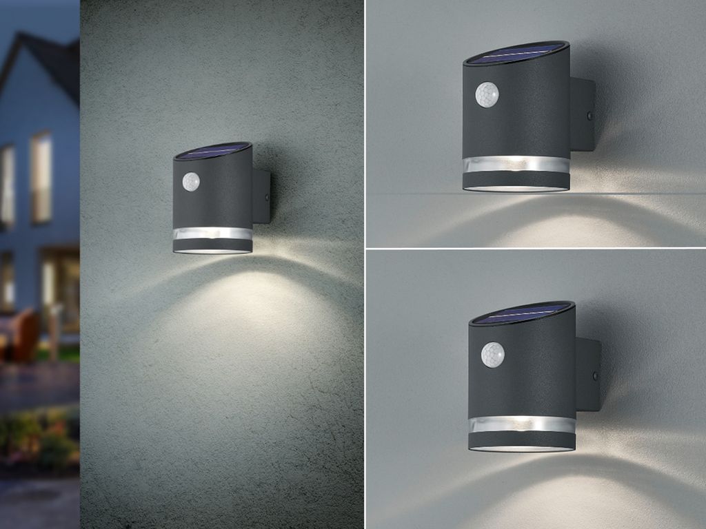 LED Solar Wandleuchten Set Außenleuchten Fassadenlampe Solarlampe für den Garten