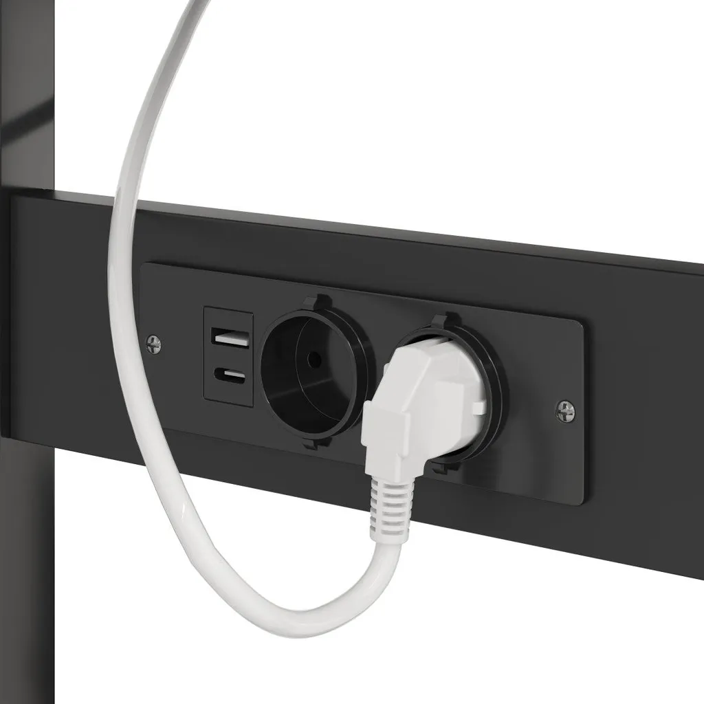 Buffet de cuisine ouvert 115cm Noir avec support micro-ondes et LED - 14