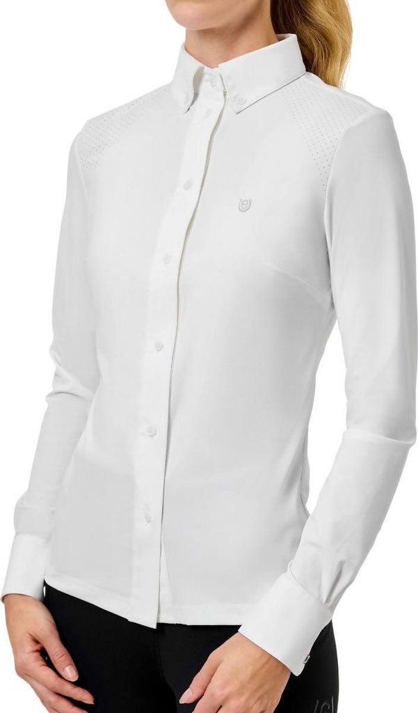 Equestrian Stockholm Turniershirt Damen Langarm Performance Shirt Sand Kollektion Weiß M