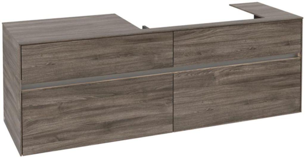 Villeroy & Boch Collaro Waschbeckenunterschrank, 4 Auszüge, Waschbecken rechts, mit integrierter Beleuchtung, 1600x548x500mm, C027B0RK