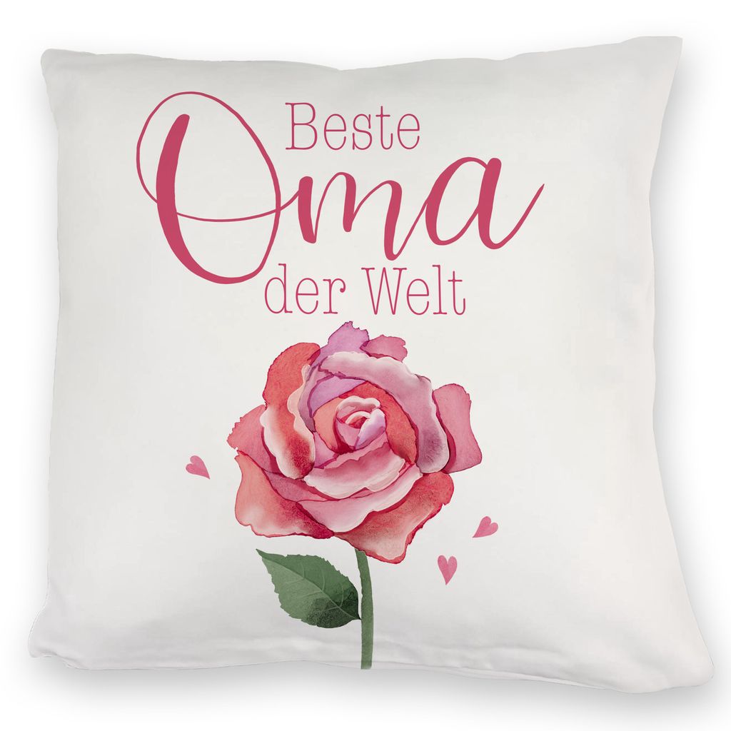 Rose Kuschelkissen mit Spruch Beste Oma der Welt