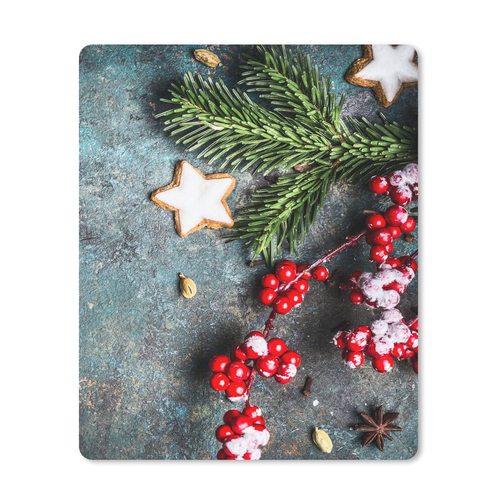 MuchoWow Mauspad Mousepad Weihnachten - Rustikal - Zweige - Sternanis - Beeren - Rot 30x40 cm - Mousepads - Maus Mat - Pad - Mausunterlage - Maus...