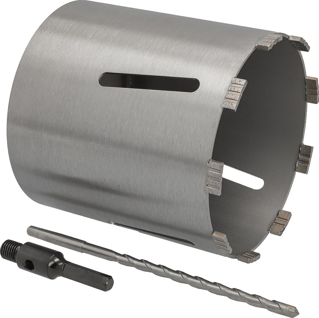 Diamant Bohrkrone Nutzlänge 180 mm Ø 182 mm 6-kant Adapter kurz mit Zentrierbohrer