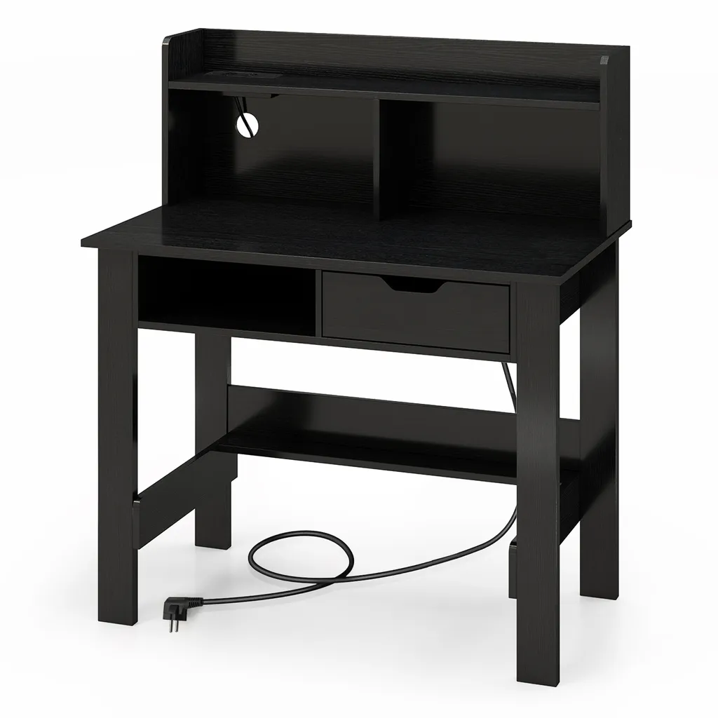 Table de bureau pour PC avec station de charge et rehausse, 95 cm