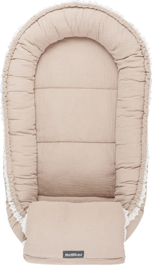 Cocon Bébé Mousseline Douillette avec Housse et Oreiller Décoratif Beige - 2