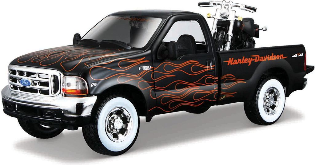MAISTO 32181 Harley Davidson Ford Super Duty Pick-up 2002 samochód + FXSTB 1:24 p6