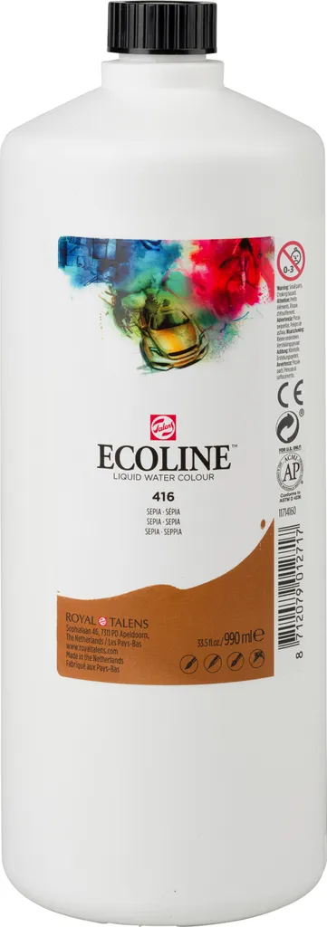 Peinture Liquide Ecoline Sépia 416 - Bouteille 990 ml pour Illustration