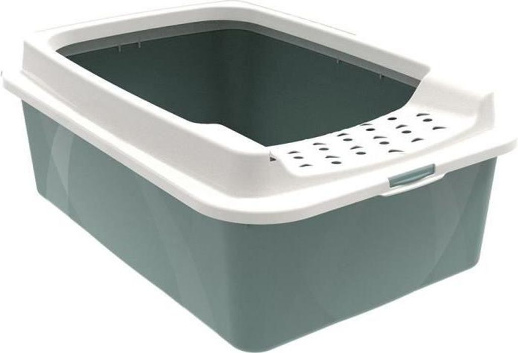 Katzentoilette mit Rand ROTHO MYPET BONNIE, 57.2 x 39.3 x 20.9 cm, Niedriger Einstieg, Recycelter Kunststoff, Grün
