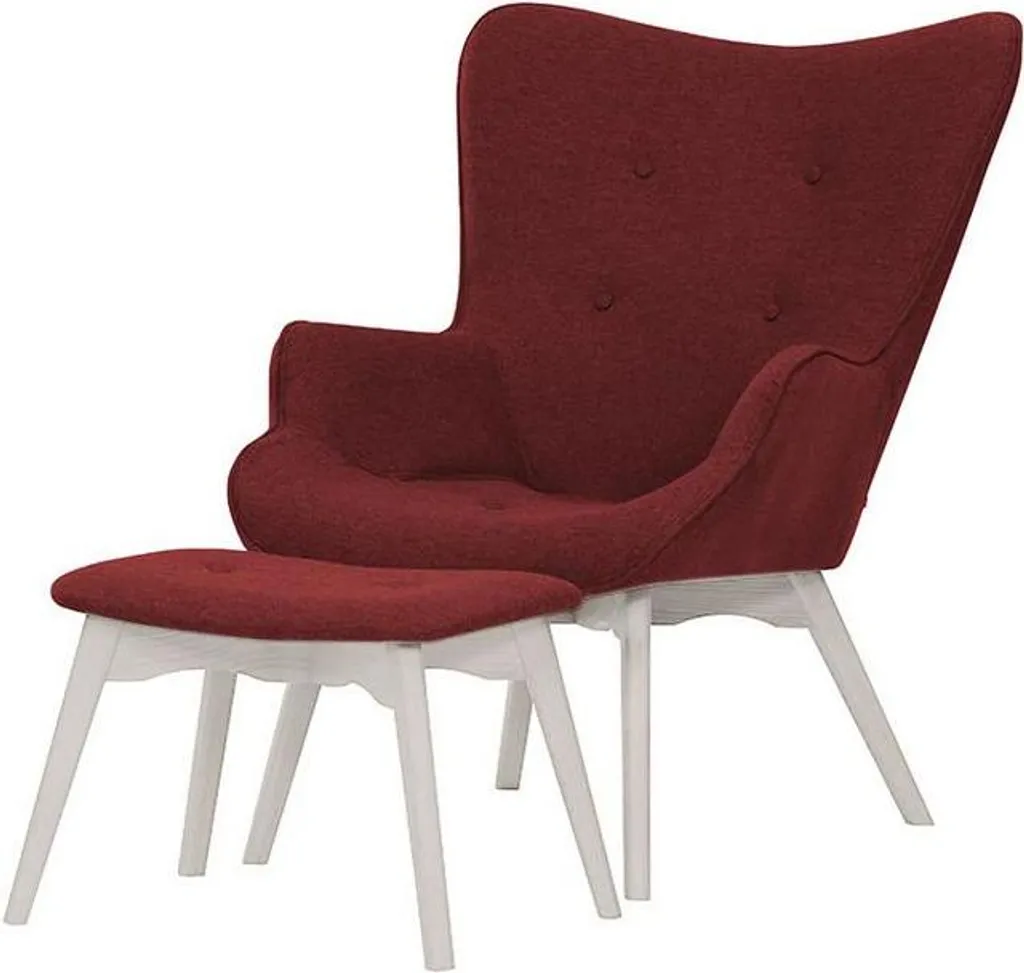 Fauteuil de lecture Ducan blanc Malmo 63 avec repose-pied confortable