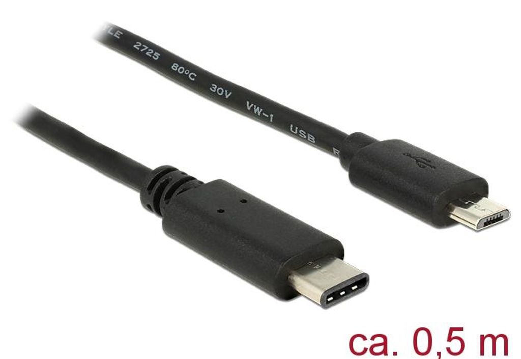 Delock USB-Kabel - USB-C (M) bis Micro-USB Typ B (M) Produktbild 