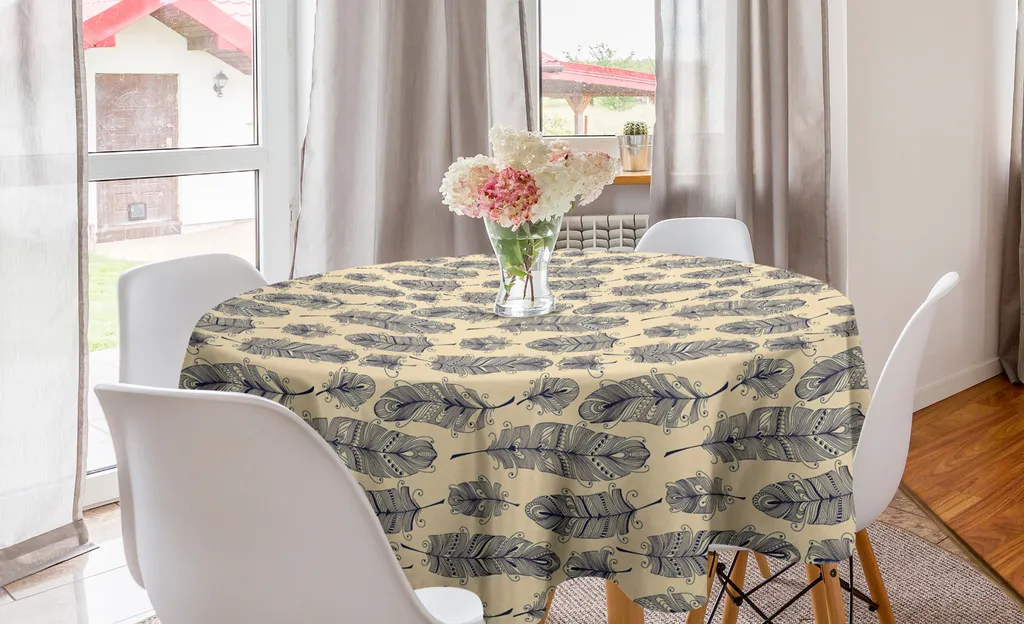 Tovaglia Circolare Bohemien 150cm Blu e Champagne ABAKUHAUS Online