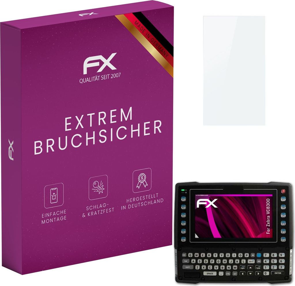 atFoliX FX-Hybrid-Glass Displayfolie kompatibel mit Zebra VC8300 Glasfolie