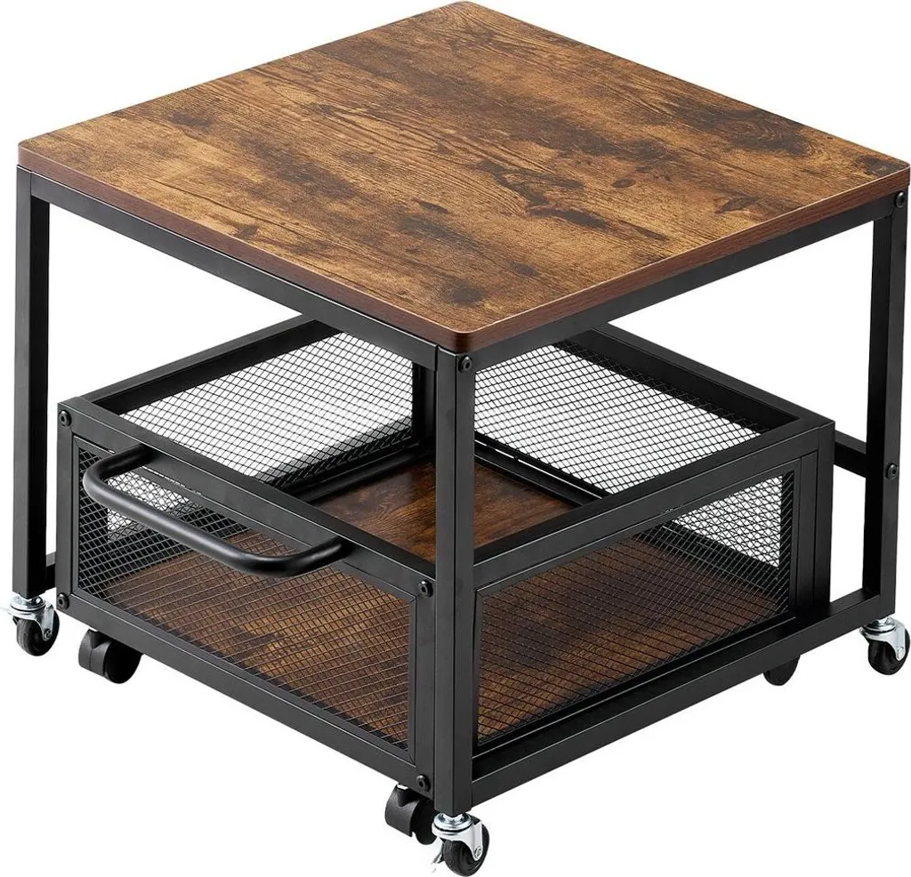 Frigo d'appoint portable brun clair sur roulettes avec support de rangement - 9