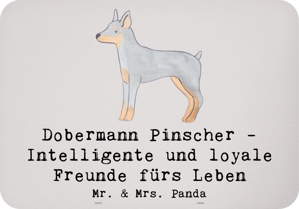 Mr. & Mrs. Panda magnet Dobermann Pinscher Freund - Grau Pastell - Geschenk, wandmagnet, Hundetraining, loyaler, Wachhunde, Hunderassen, Kühlschra...