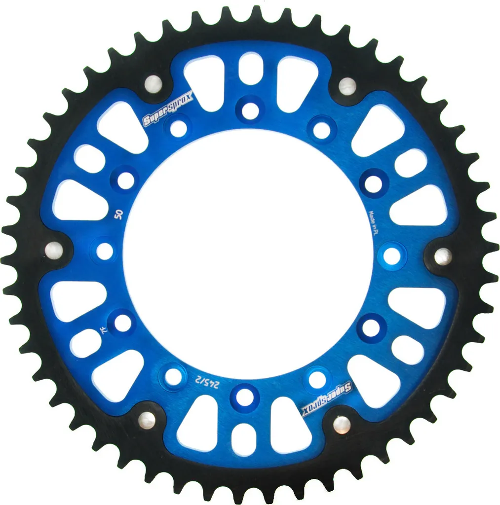 Couronne moto robuste Supersprox 520 bleue 50 dents contre l'usure