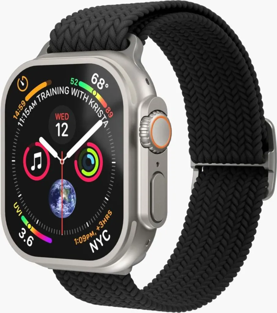 Bracelet en Tissu Noir pour Apple Watch 42/44/45/49mm Vonmählen Woven