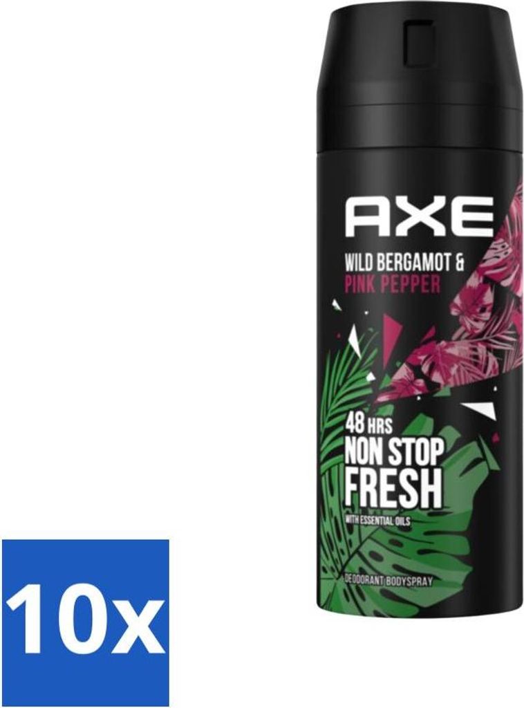 Ax - Deodorant Bodyspray - 48h Fresh - Wilde Bergamotte & Rosa Pfeffer - 150 ml - Vorteilspack - 10 Stücke