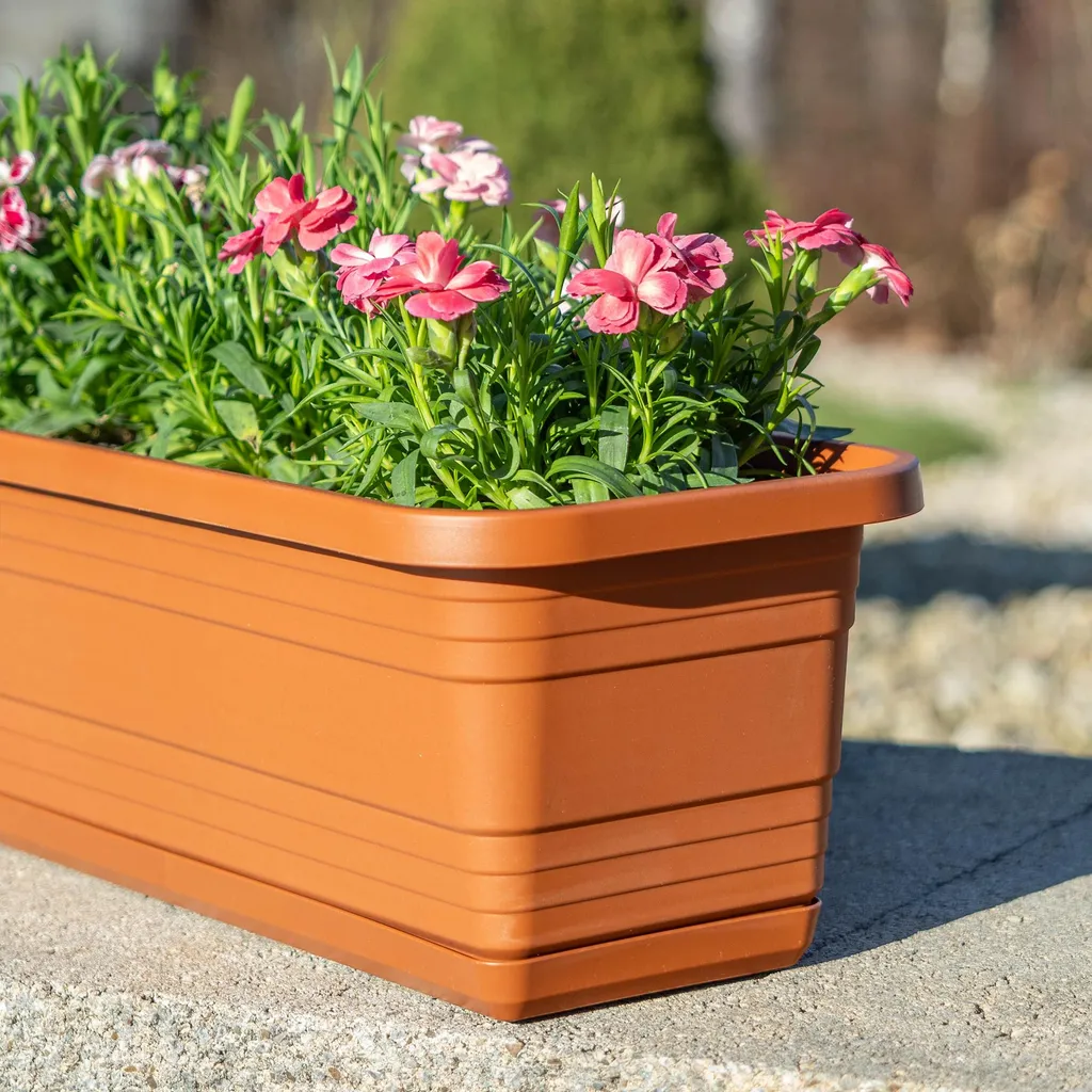 Pot de Fleurs de Balcon 80cm KADAX avec Fixation Robuste Style Pierre - 12